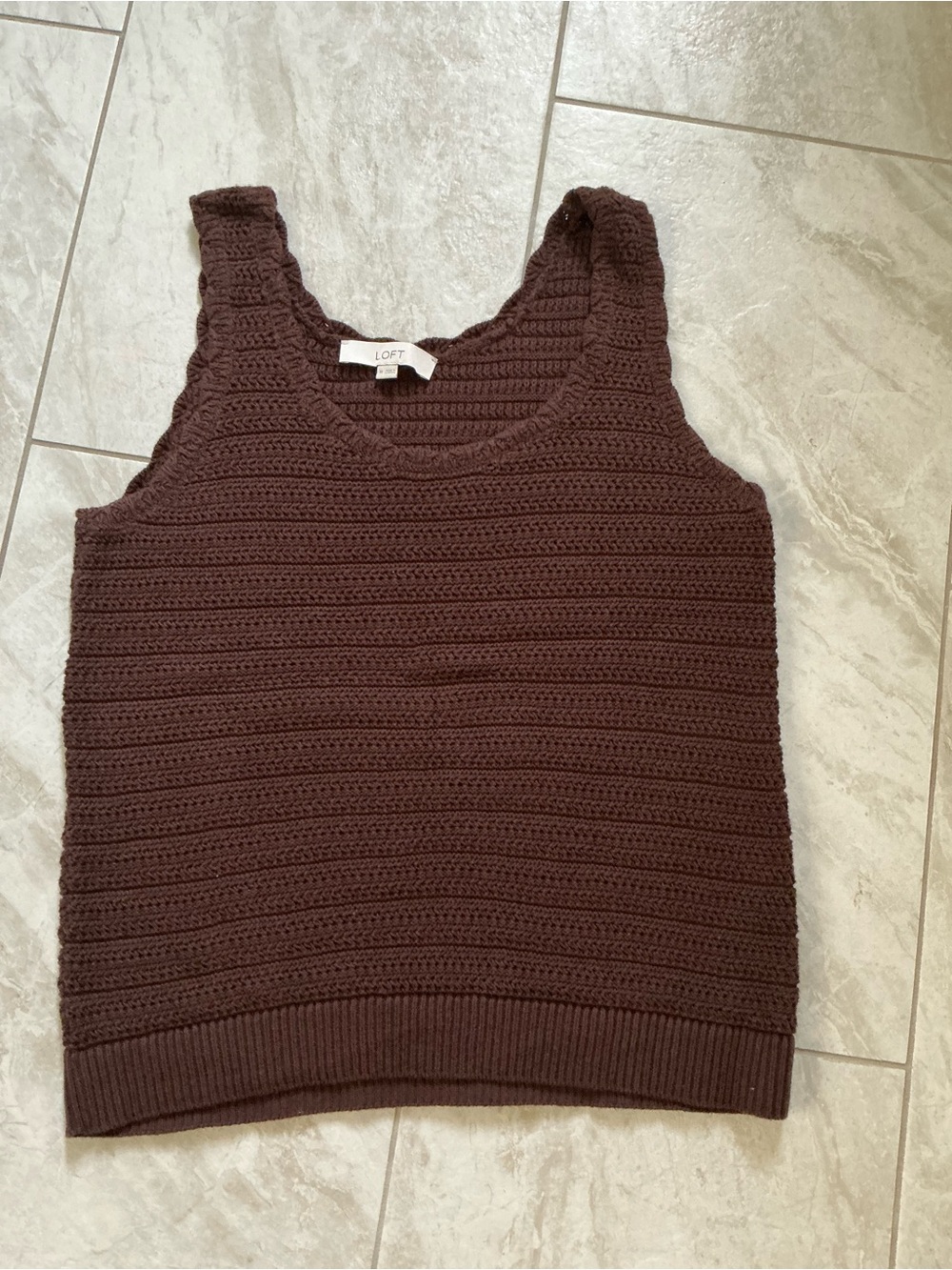 J. Crew Factory Chocolate Brown Crochet Tank Sweater